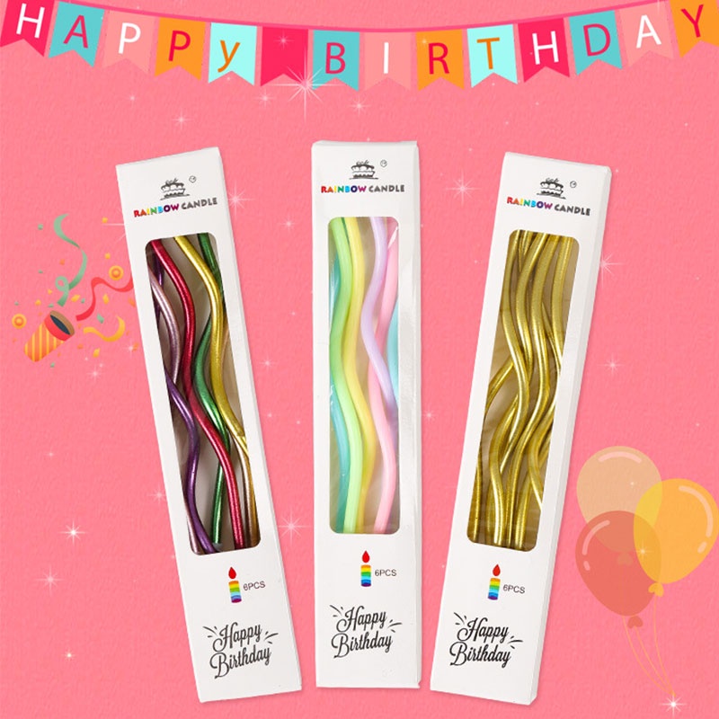 Lilin Spiral Panjang Lilin Ulang Tahun Panjang Spiral Lilin Kue Cake Topper Kue Lilin Korea Wavy Ulir Lilin Metalik Ulang Tahun Dwi