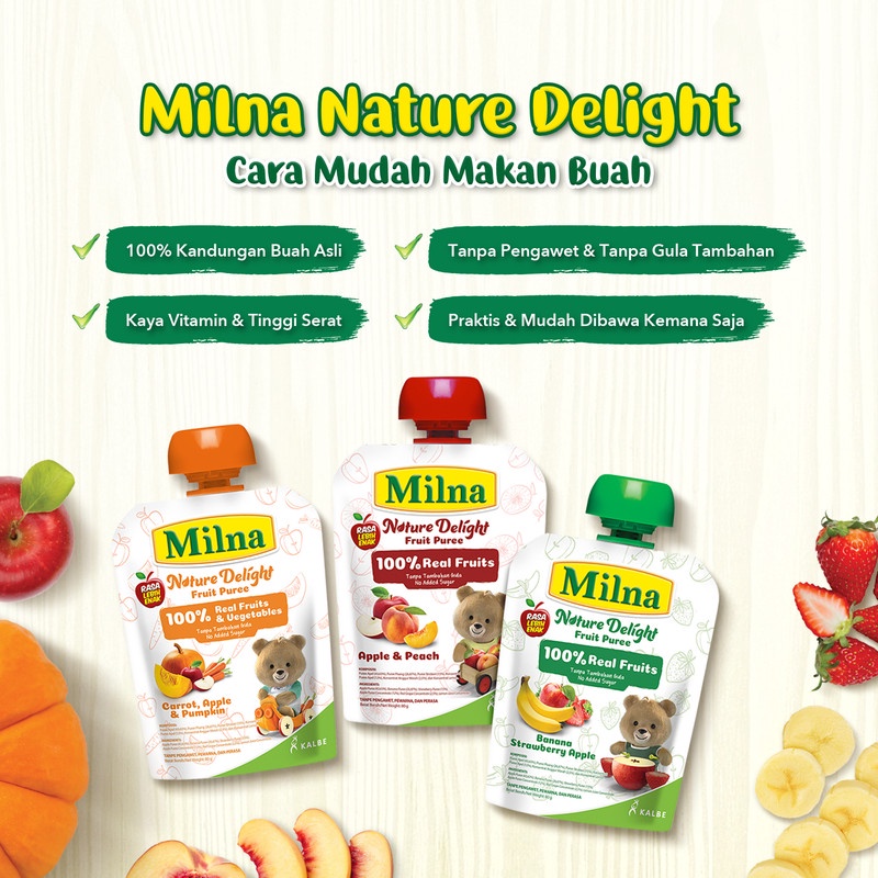 Milna Nature Delight Apple, Banana, Strawberry 80gr