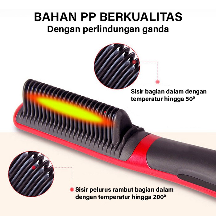 Sisir Pelurus Rambut | Catokan Asl 908 Fast Hair Straightener Comb Brush Eletric Hair Premium