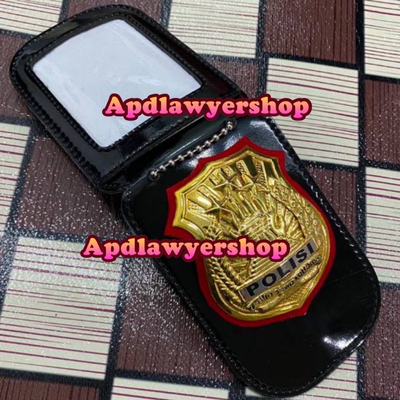 Dompet Kalung Lencana Polisi Dompet Kartu KTA Polisi Kulit Sepaket
