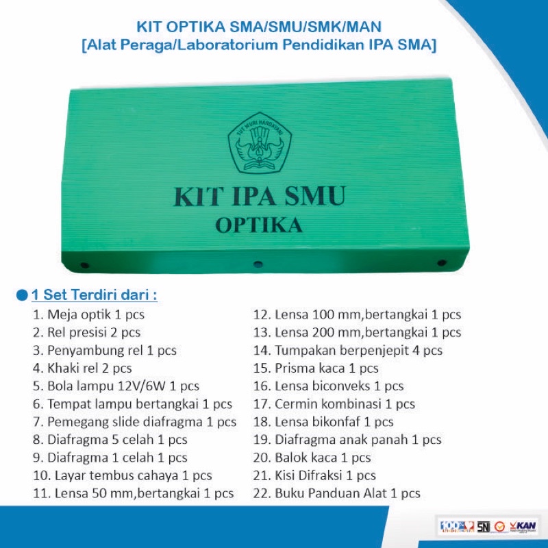 

KIT OPTIK SMA Alat peraga pendidikan ipa fisika SMA