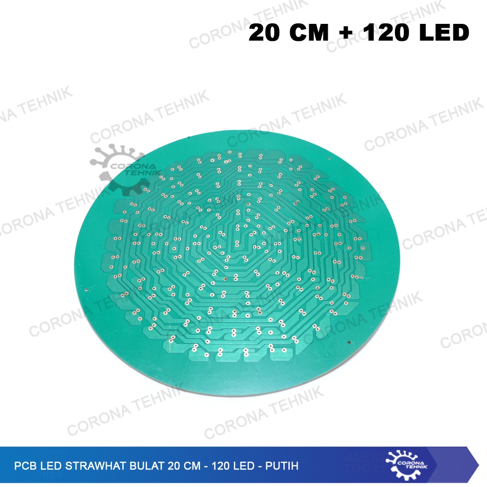 Strawhat Bulat 20 cm - 120 Led - Putih - PCB Led