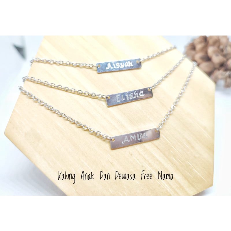 Kalung Nama Kalung Plat Ukir Nama Asli Titanium Tidak Karat Murah