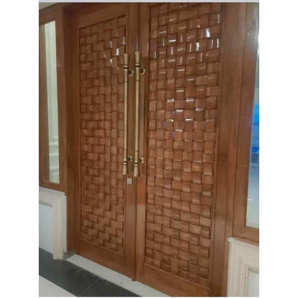 viral pintu anyaman kayu jati tpk lokal