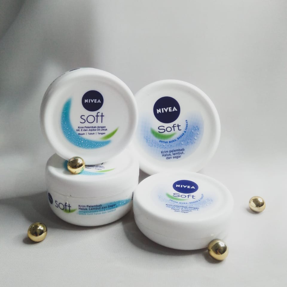 NIVEA Creme Soft Jar (Cream Mousturizer) 100ml / 50ml / 25ml - Krim Pelembab dengan Vit E dan Jojoba Oil Untuk Wajah, Tubuh, Tangan - Skincare BPOM Kemasan Putih