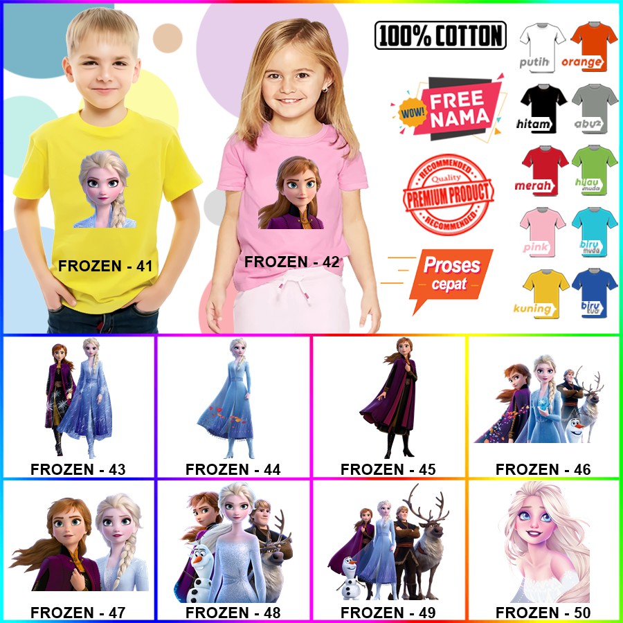 Baju Kaos ANAK DAN DEWASA FROZEN COUPLE (FREE NAMA)