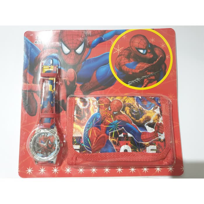 Jam Tangan+Dompet anak Spiderman/ Jam tangan anak-anak Spiderman