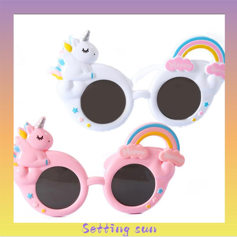 kacamata ulang tahun unicorn selamat pesta lucu lucu foto alat peraga dekorasi kue TN