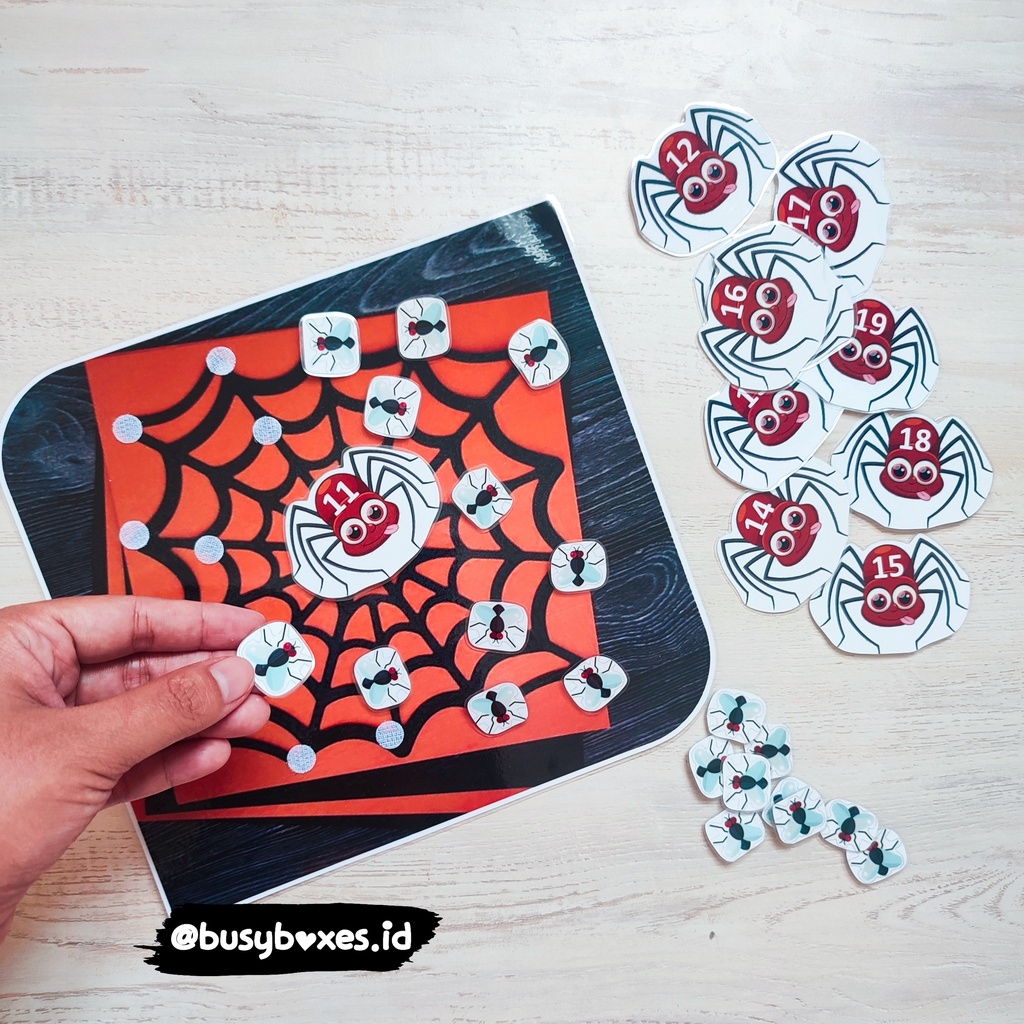 [busyboxes.id] busypage busy page mainan edukasi worksheet paud TK Spiderweb belajar berhitung 11-20