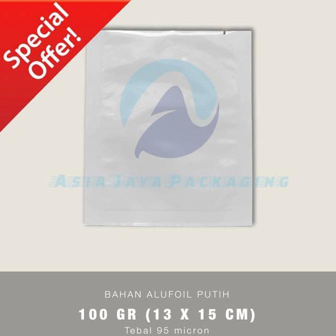 KEMASAN ALUMINIUM FOIL SACHET 13 CM X 15 CM (100GR) PUTIH