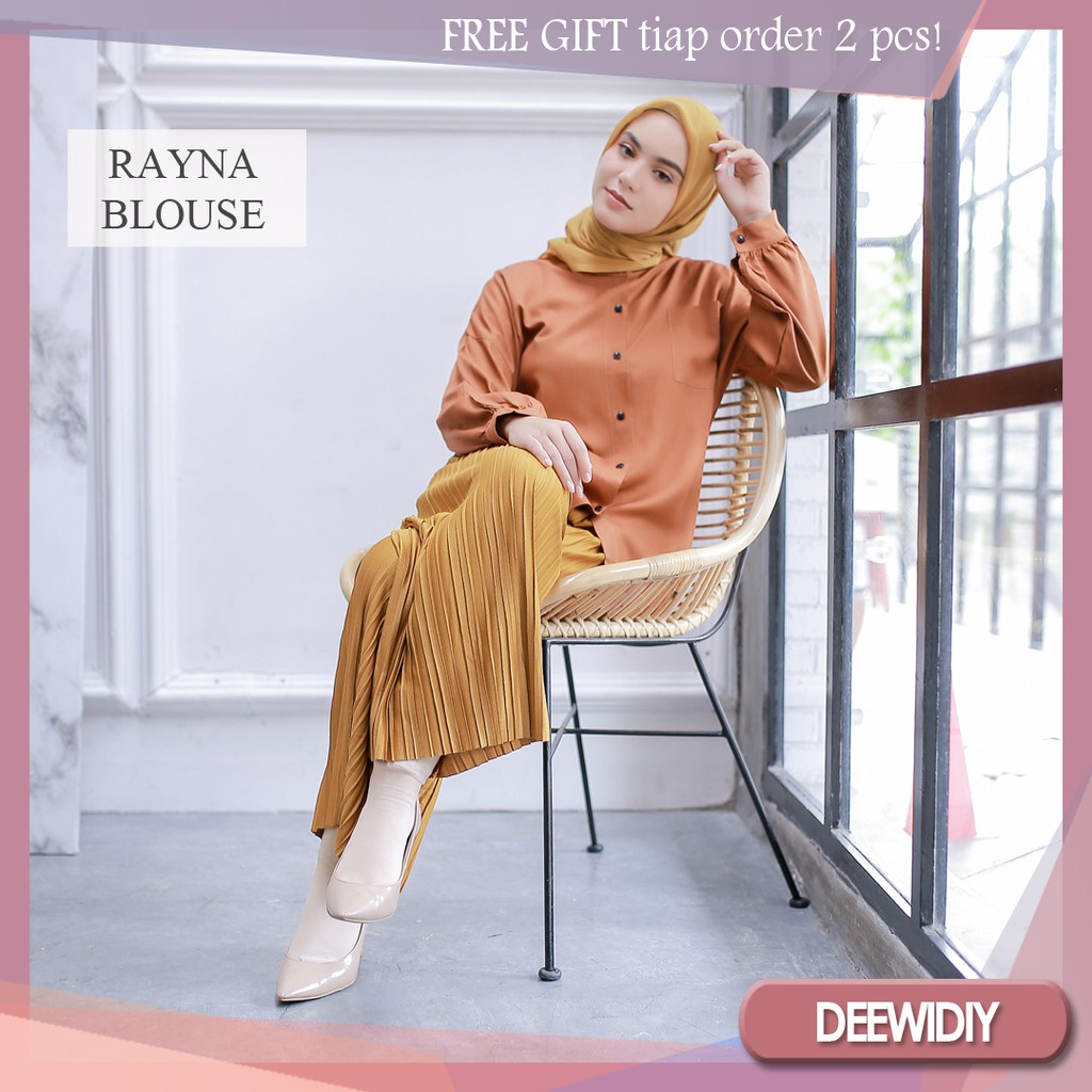 KEMEJA PANJANG WANITA BAHAN RAYON MUAT SAMPAI JUMBO - AMELIA BLOUSE DEEWIDIY