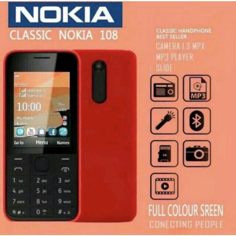Handphone HP Jadul Nokia 108 Murah Dual SIM