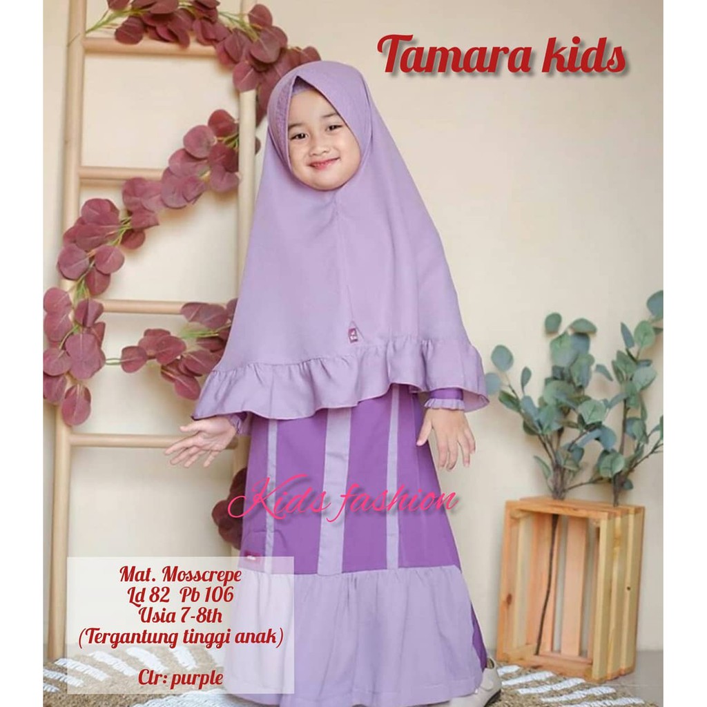 TAMARA SYARI KIDS BO 7-8 TAHUN Kain MOSSCRAPE Gamis Anak Perempuan Dress Anak Murah Gamis Anak Model