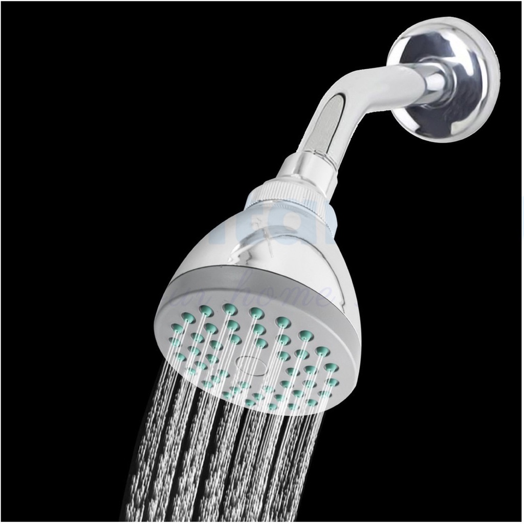 Shower Tembok Bulat 7cm V11-Head kepala wall Shower TANAM Atas Bahan Abs Chrome 360 putar Pipa semprotan mandi sprayer