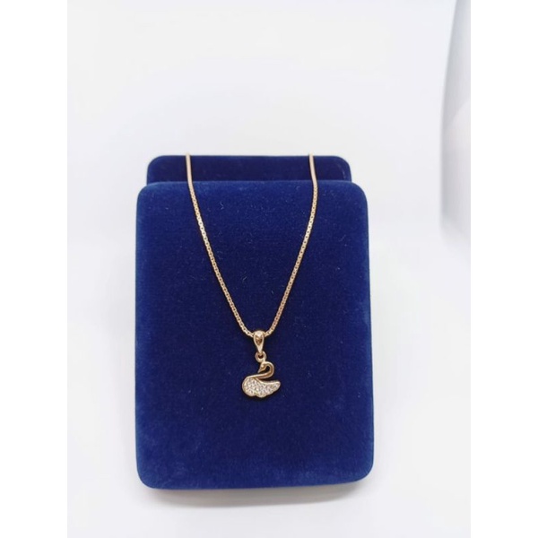 KALUNG PERAK ASLI 925 LAPIS EMAS/KALUNG ITALI SANTA+LIONTIN SWAN/KALUNG ASLI SILVER/KALUNG FASHION WANITA IMPORT