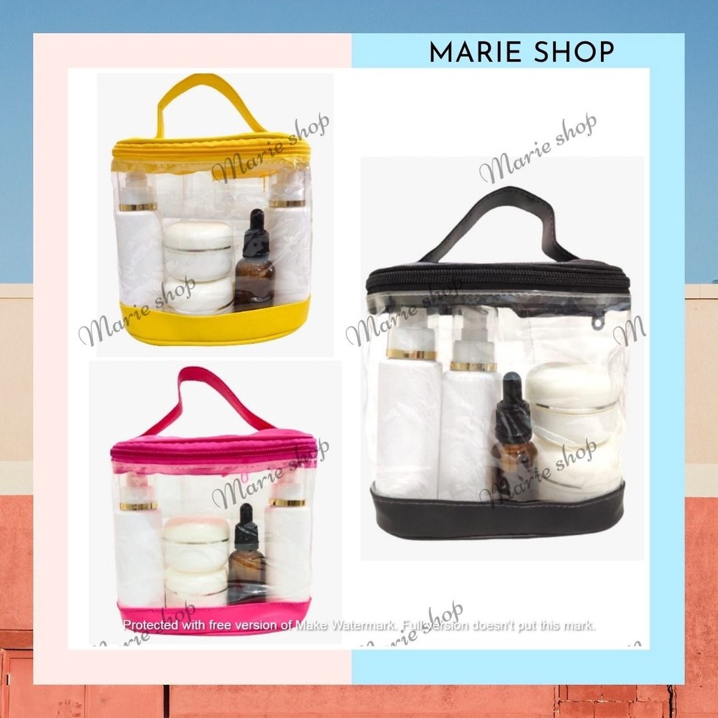 [ REW ] POUCH OVAL KOSMETIK - TAS KOSMETIK - POUCH MIKA TRANSPARANT - WADAH KOSMETIK - POUCH BULAT -