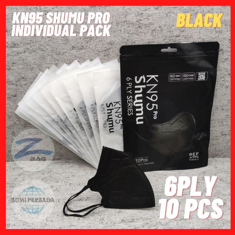 Masker Shumu &amp; Alkindo  KN95 Pro 6PLY  Kemenkes Individual Pack KN 95 Pro  6 PLY  Isi 10 PCS