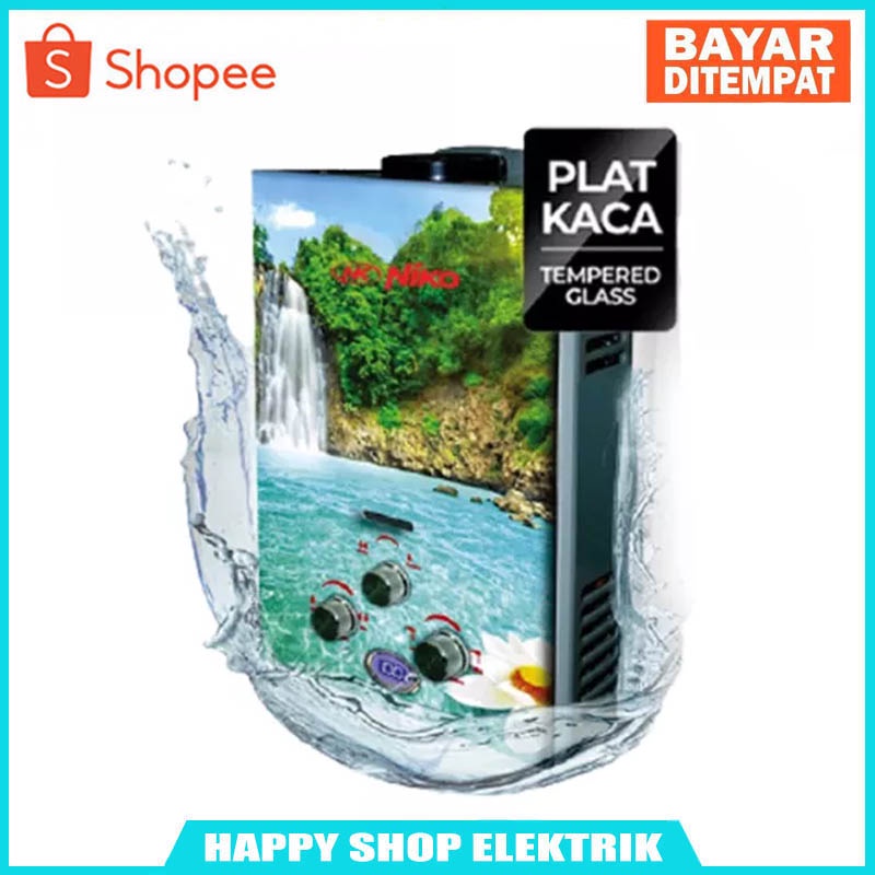 Niko Water NK 6LDG A/B/C/D Niko Water Heater Gas 6 Liter LED Display Body Kaca - BERKUALITAS