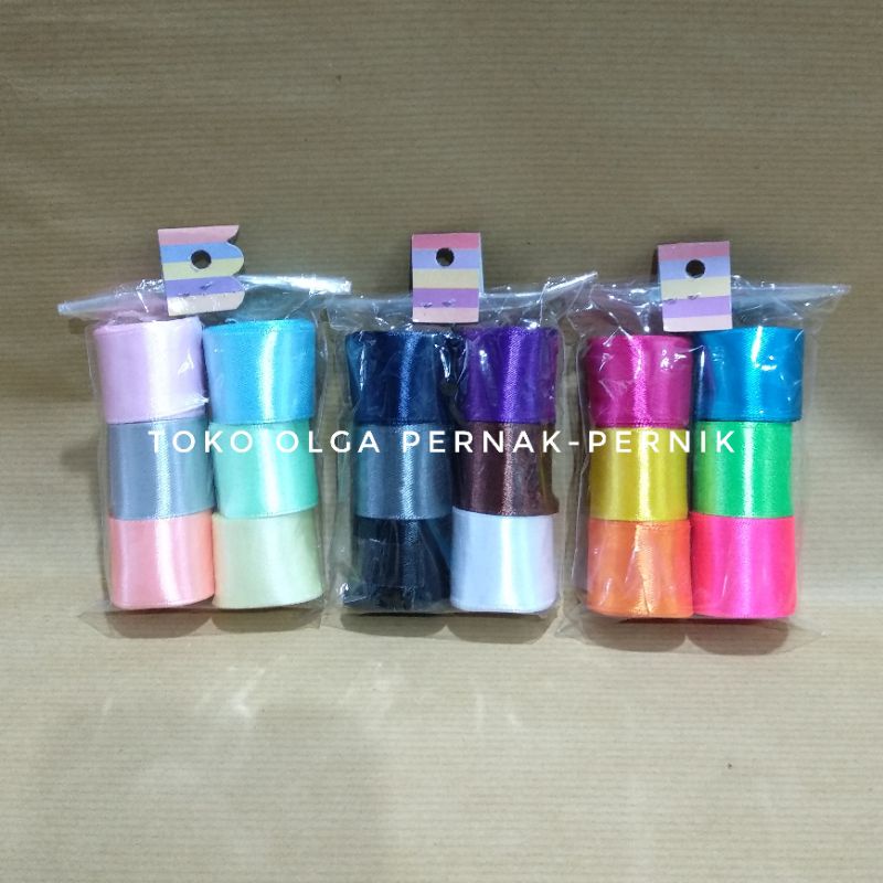 

Paket pita satin 1 inch warna warni prakarya