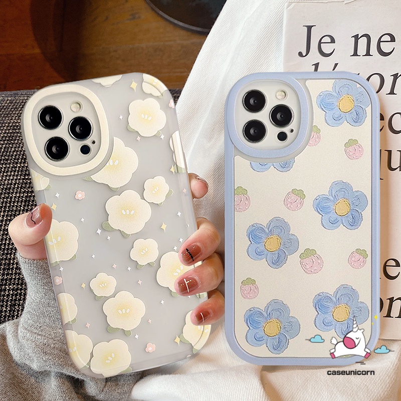 Soft Case Pelindung Lensa Bahan Tpu Motif Lukisan Bunga Untuk iPhone 11 13 12 Pro Max 7 8 Plus XR X XS Max 6 6s Plus SE 2020