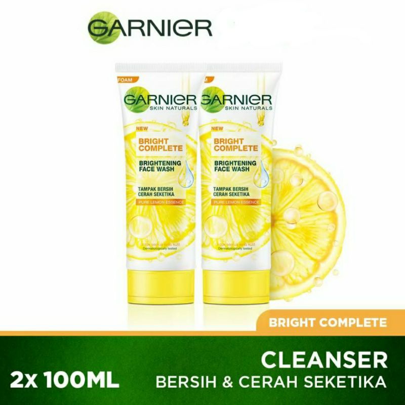 GARNIER BRIGHTCOMPLETE FACIAL FOAM 100×2 TWINPACK ISI 2PCS