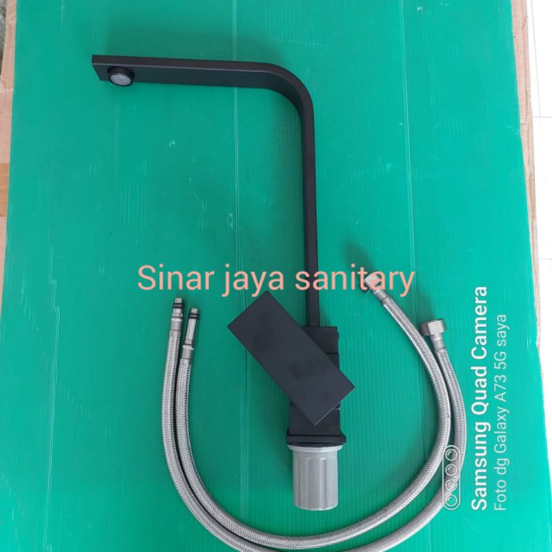 Kran kitchen sink hitam panas dingin / Kran pipa kotak hitam pamas dingin / Kran sink black panas dingin stainless 304