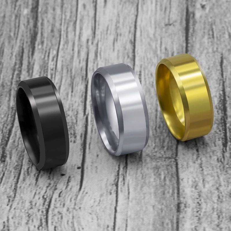 Cincin Polos Titanium Warna Emas Silver Hitam Pria Dan Wanita