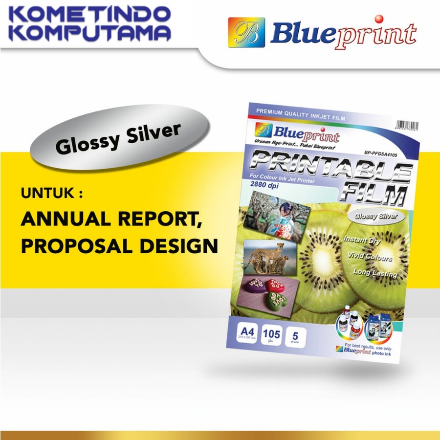 BP-PFGSA4105 Kertas Printable Film Glossy Silver A4 BLUEPRINT