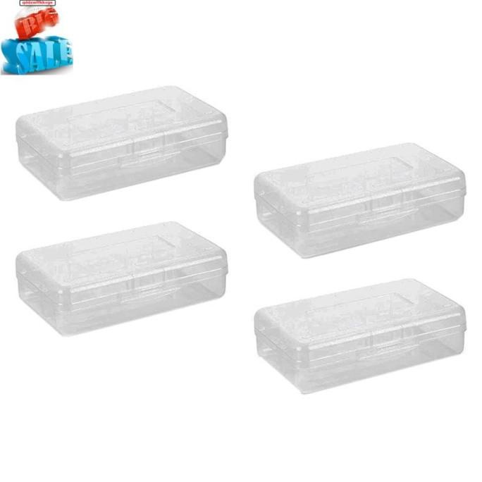 

4 PACK KOTAK PENSIL CRAYON MARKER BAHAN PLASTIK TRANSPARAN UNTUK RUANG DFD6546E