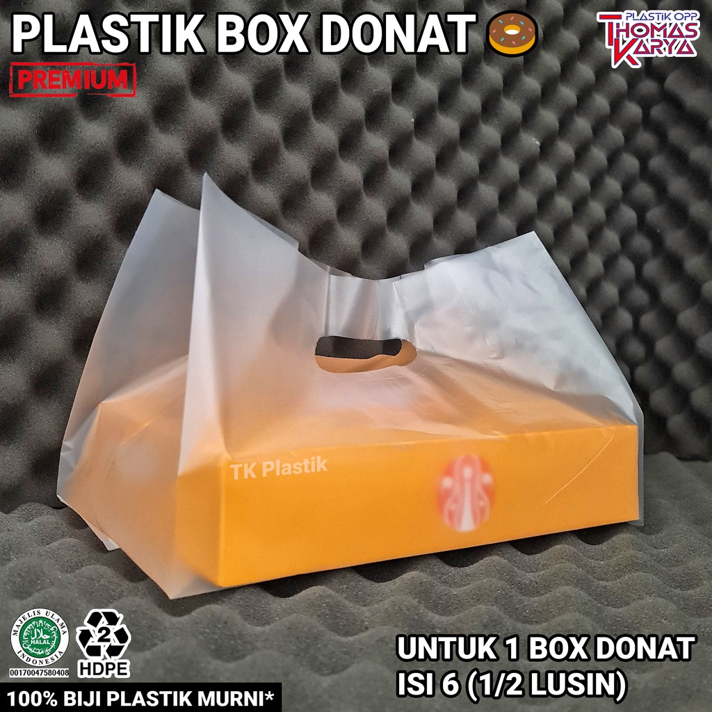Kantong Plastik Box Donat isi 6 Muat 1 Dus Saja 50 Pcs