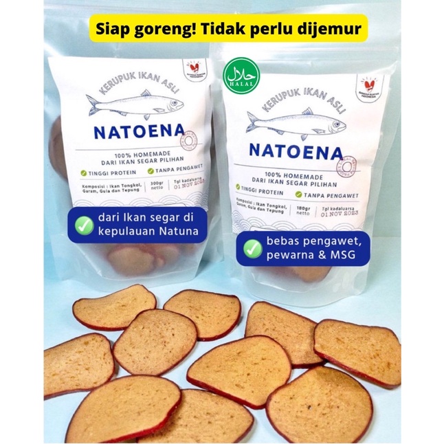 Kerupuk Goreng Mentah Ikan Tongkol Asli Natuna 300gr | Cemilan Homemade sehat tinggi protein | Halal