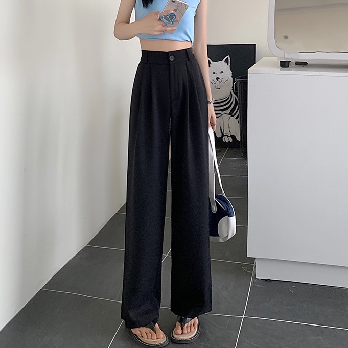 Celana Kulot Putih Wanita High Waist Celana Panjang Loose Korean Style Boyfriend Pants