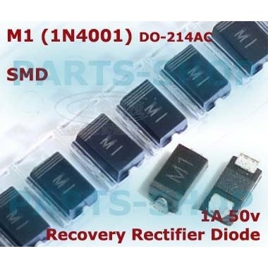 M1 SMD Dioda 1N4001 1A 50V IN4001 Silicon Diode Rectifier 1 A 50 V kemasan DO-214AC