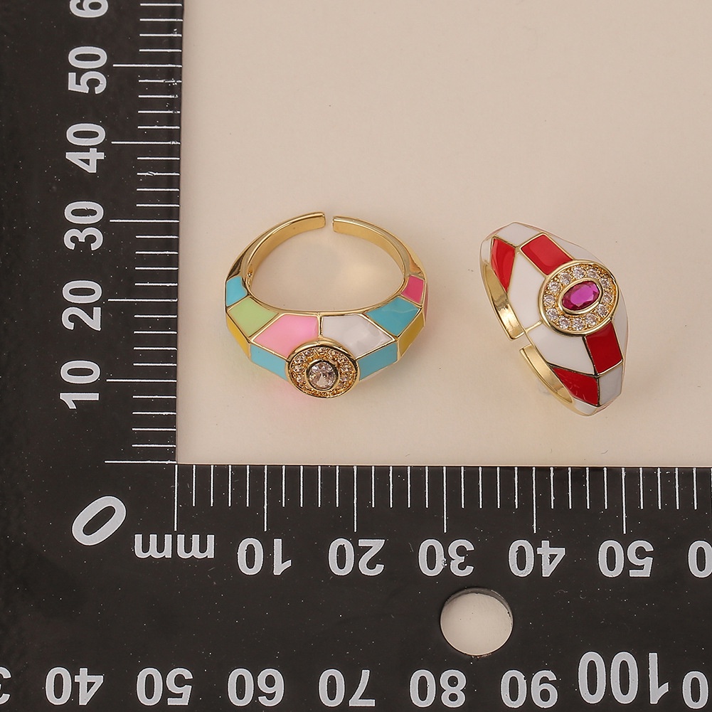 Eropa dan Amerika in geometris dingin ornamen Berlian drop minyak cincin kreatif vintage ring Bahasa