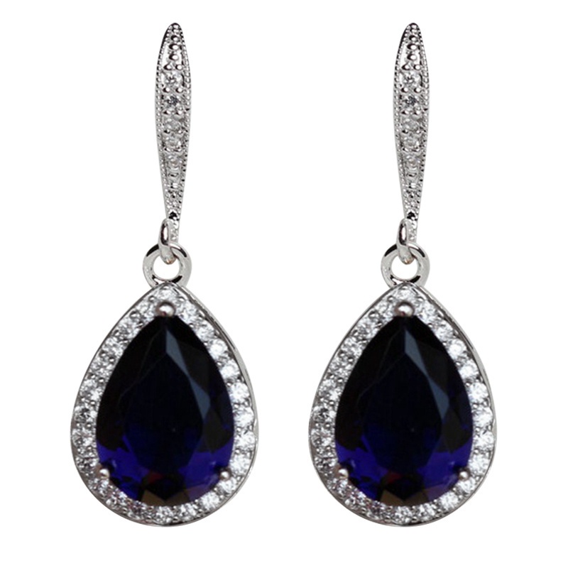 Classic Drop Earring For Women White/Blue/Purple CZ Stone Wedding Engagement Party Accessories Simple And Elegant Jewelry