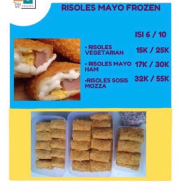 

Risoles Mayo (varian isi Vegetarian, mayo ham, sosis mozza)