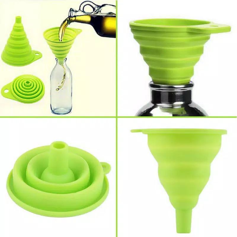 Corong Bulat Lipat Air Karet Silikon Minyak Collapsible Mini Funnel