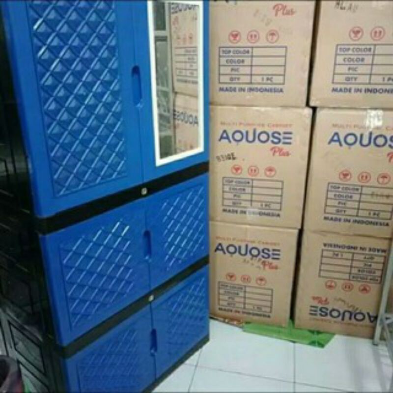Lemari plastik aquose susun 4 jumbo plus kaca