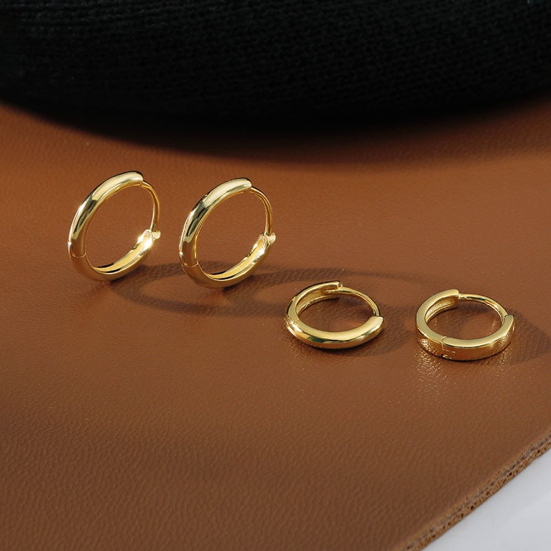 [ACKER] Aksesoris Anting Hoop Perak Minimalis Bulat Anting-Anting Wanita 6 Mm/8 Mm/10 Mm/12 Mm Huggie Korea Hadiah Sederhana Telinga