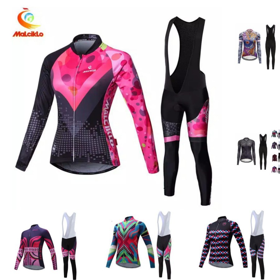 CYCLING SET JERSEY SEPEDA BIB LENGA CELANA PANJANG WOMAN WANITA BAJU - EPINK