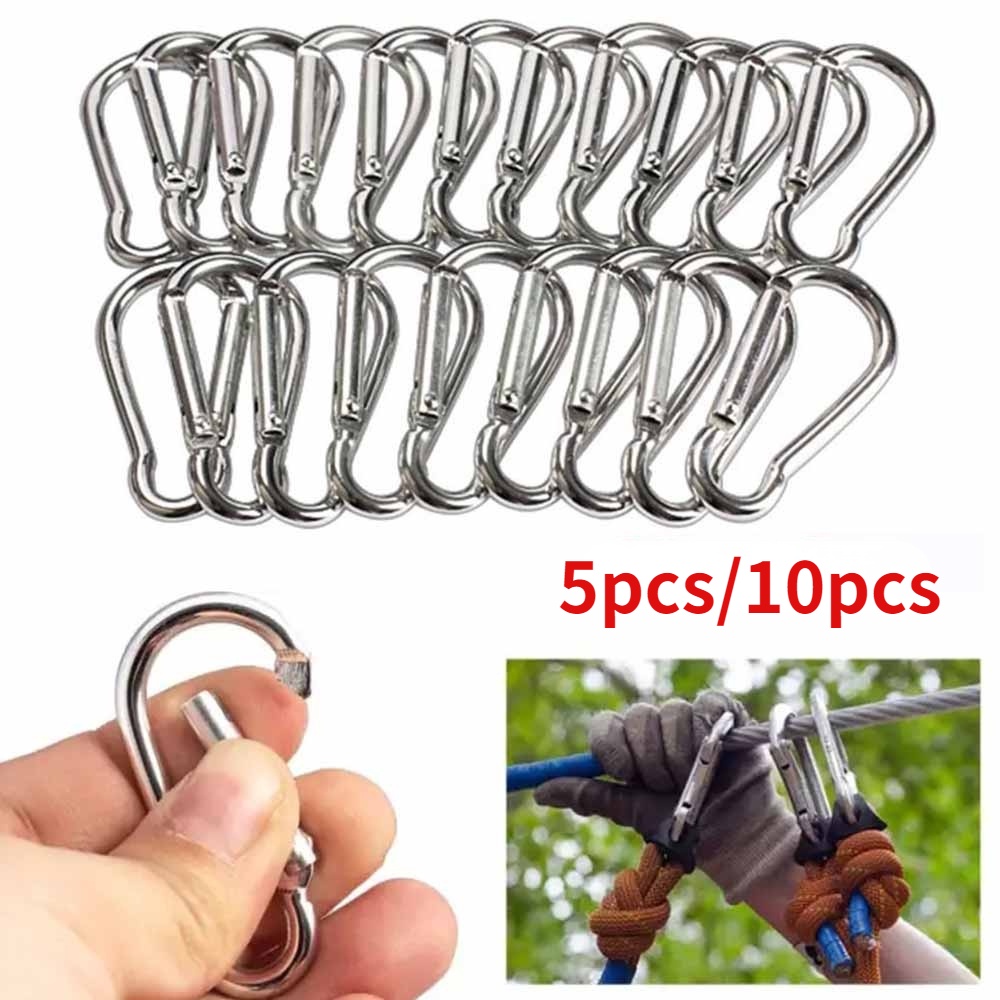 5 / 10pcs Klip Carabiner Mini Bentuk Labu Bahan Alloy Warna Silver Untuk Outdoor / Camping