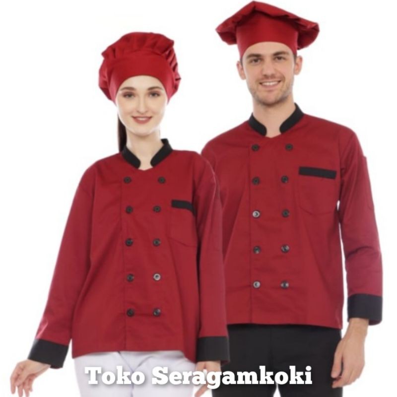 Baju Chef Baju Koki Lengan Panjang Kombinasi Harga Murah Kualitas Prima