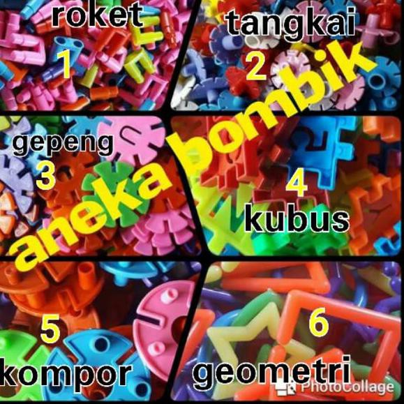 Ready Stok Aneka bombik / meronce / lego jadul / roket / bunga / bombik / kubus / kompor / geometri
