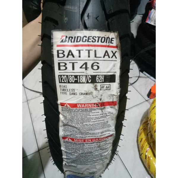BAN LUAR BRIDGESTONE  BT 46 UKURAN 120-80-18 TUBELESS