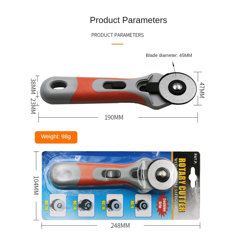 TKG-003 Rotary Cutter Pisau Bulat Putar Pemotong Kain Kulit