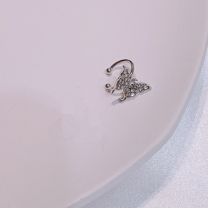 We Flower Shining Crystal Butterfly Ear Cuff Clip Earrings for Women Korean Girls Fashion Jewelry-1PC ear clip
