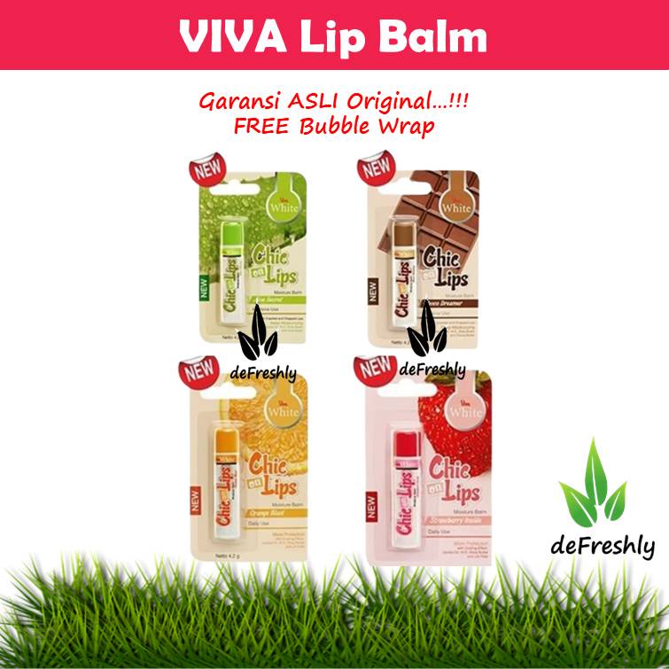 VIVA Lip Balm Chic on Lips - Pelembab Bibir Moisture Jojoba Oil, Aloe UV Filter Vit E 4.2g