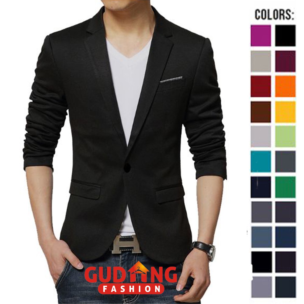 Blazer Pria Stretch Model Korea Hitam Putih - BLZ (COMB)