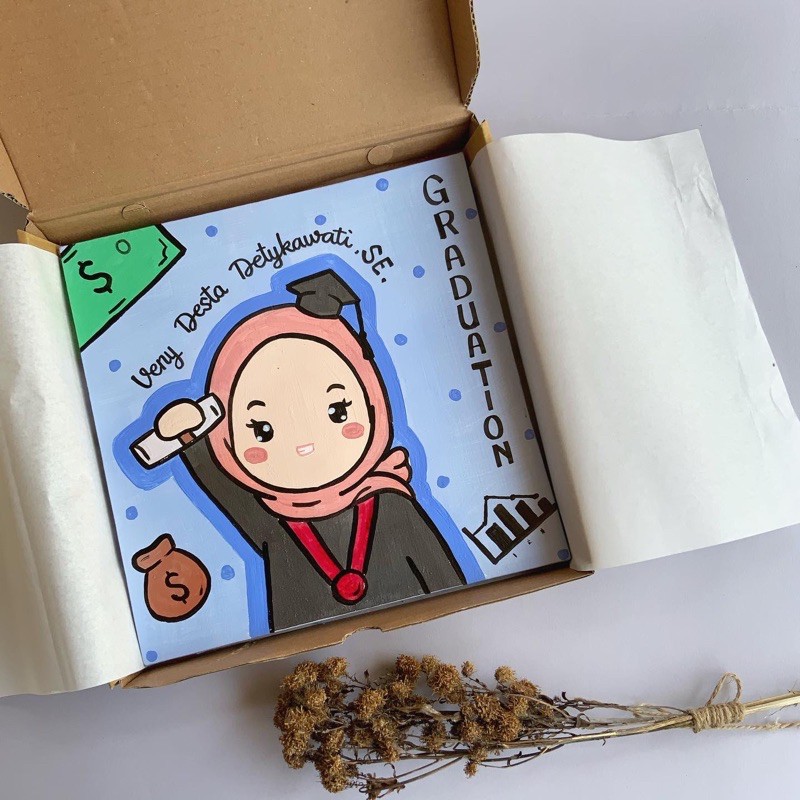 

KANVAS LUKIS 25x25 GIFT BOX KADO WISUDA WEDDING ULTAH [TEMAN_CIBI]