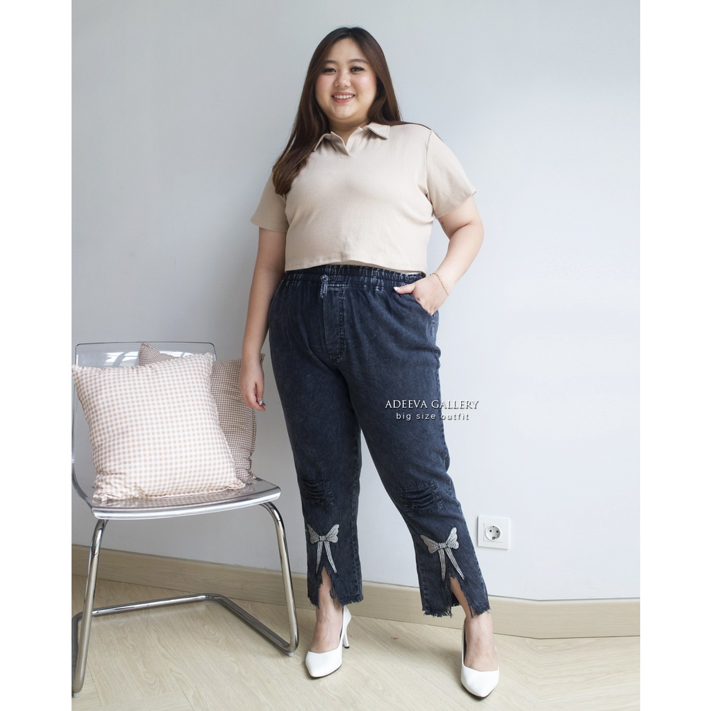 ADEEVA Claudya Pants Super Jumbo Celana Jeans Wanita Jumbo